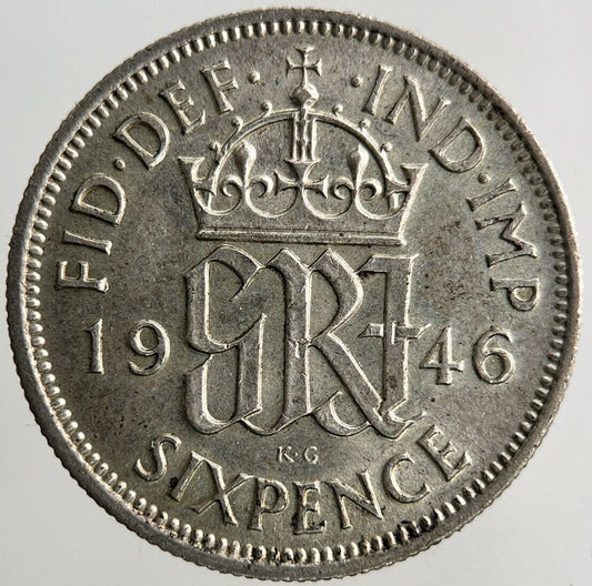 1946 George VI Sixpence Silver Coin | Very High Grade