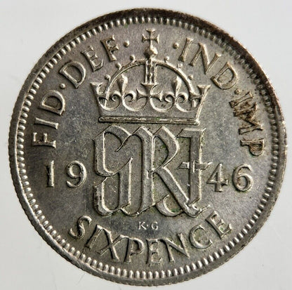 1946 George VI Sixpence Silver Coin | Very High Grade
