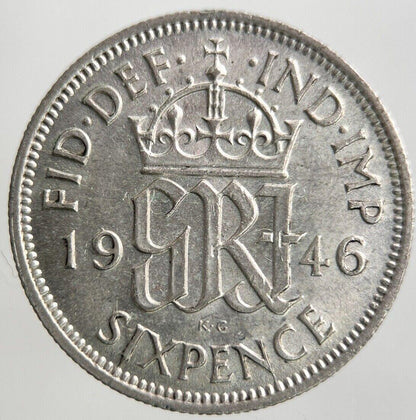 1946 George VI Sixpence Silver Coin | Very High Grade