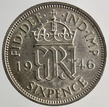 1946 George VI Sixpence Silver Coin | Very High Grade