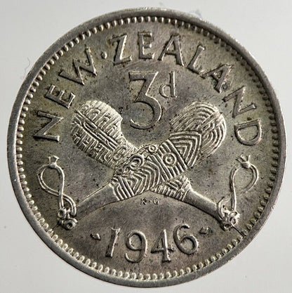 1946 New Zealand Threepence Coin | Very High Grade | a8280
