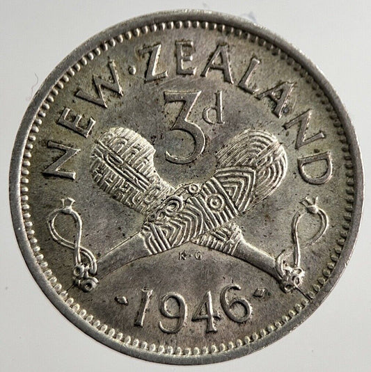 1946 New Zealand Threepence Coin | Very High Grade | a8280