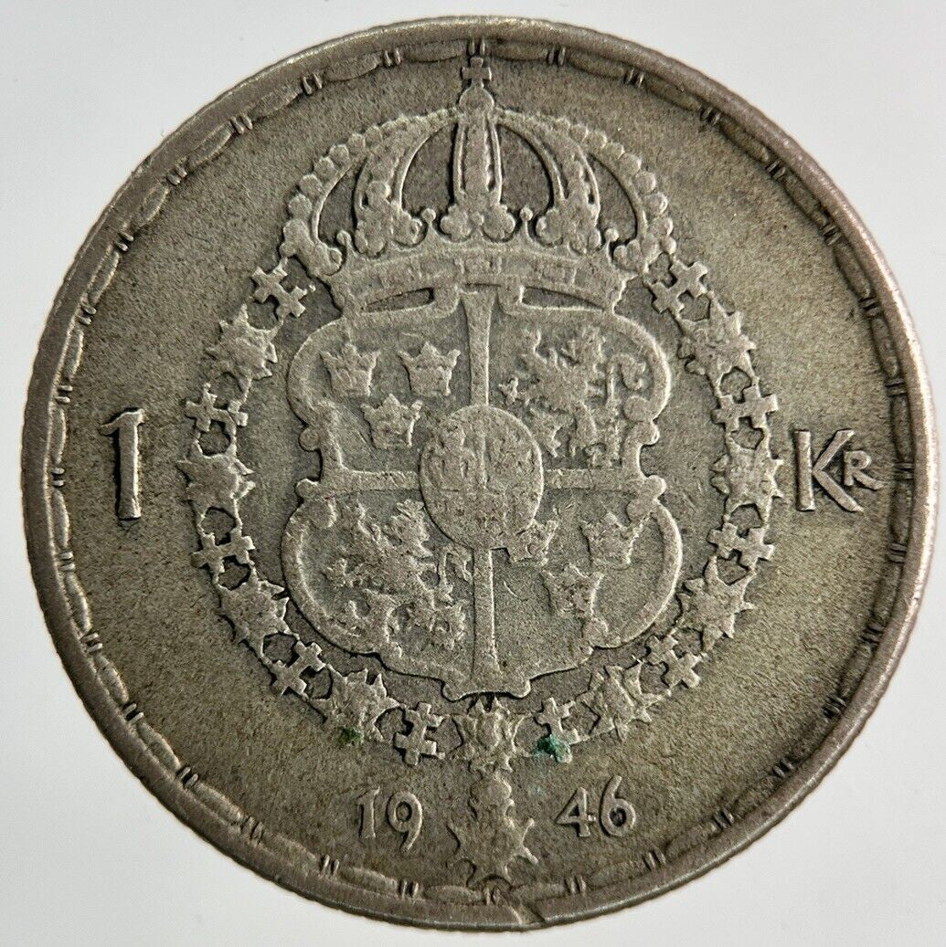 1946 Sweden 1 Krona Silver Coin | Collectable Grade