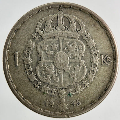 1946 Sweden 1 Krona Silver Coin | Collectable Grade