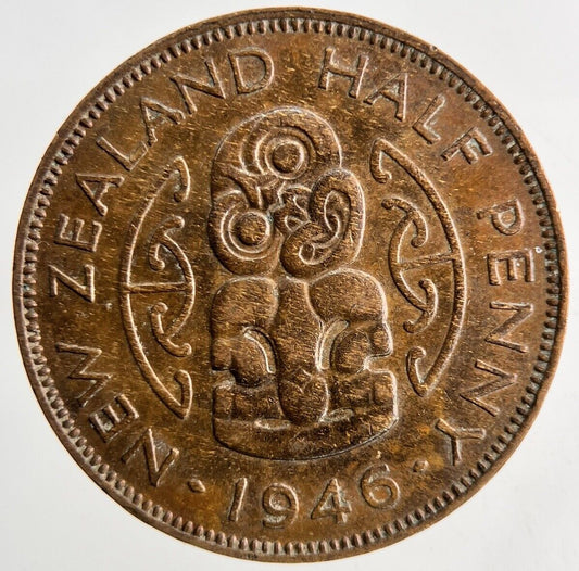 1946 New Zealand Half-Penny Coin | Very High Grade