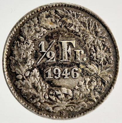 1946 Switzerland Swiss 1/2 Half Franc Silver Coin | Fine Collectable Grade