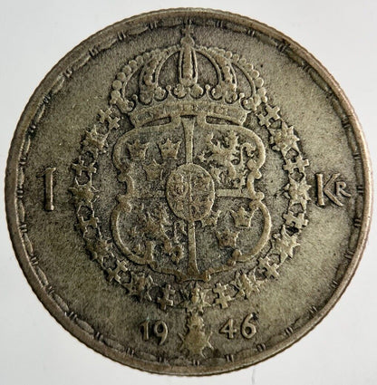 1946 Sweden 1 Krona Silver Coin | Collectable Grade