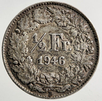 1946 Switzerland Swiss 1/2 Half Franc Silver Coin | Fine Collectable Grade