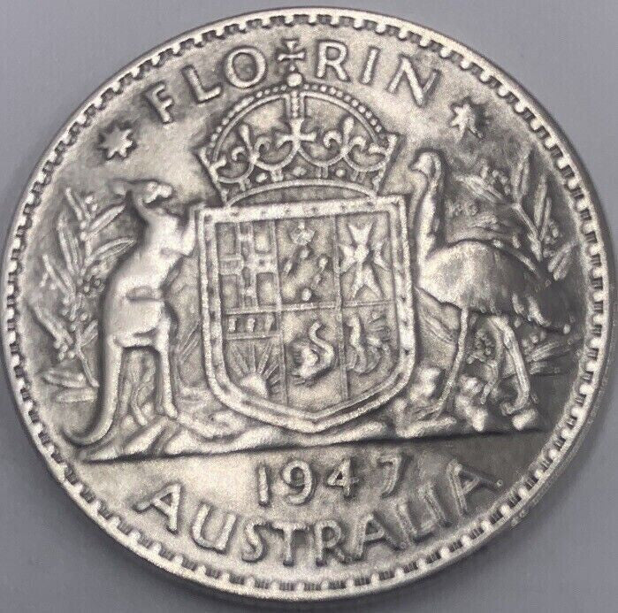 1947 Australia Florin Silver Coin | Fine Collectable Grade | a235