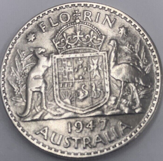 1947 Australia Florin Silver Coin | Fine Collectable Grade | a235