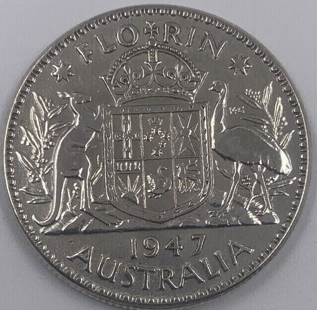 1947 Australia Florin Silver Coin | Fine Collectable Grade | a242