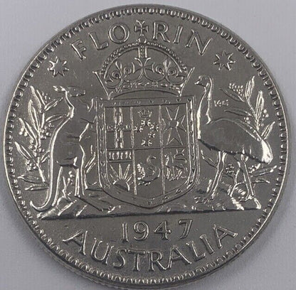1947 Australia Florin Silver Coin | Fine Collectable Grade | a242