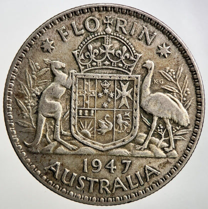 1947 Australia Florin Silver Coin | Fine Collectable Grade | a3451
