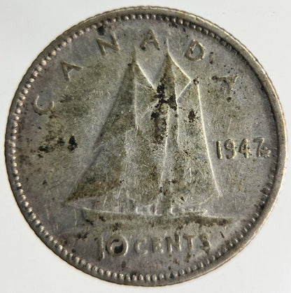 1947 Canada 10 Cents Silver Coin | Fine Collectable Grade