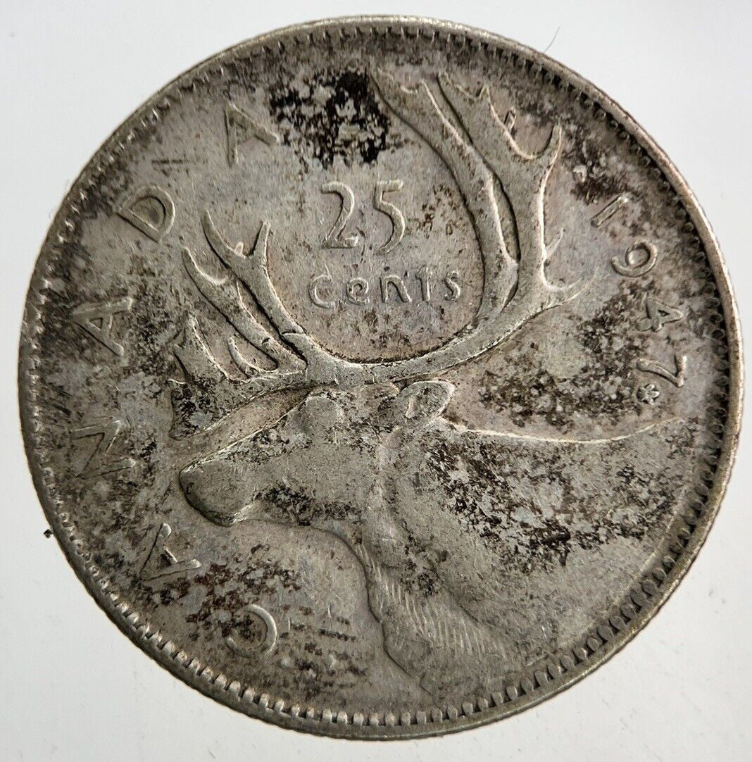 1947 Canada 25 Cents Silver Coin | Fine Collectable Grade
