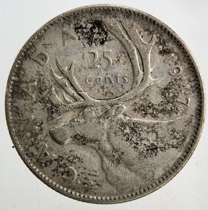 1947 Canada 25 Cents Silver Coin | Fine Collectable Grade