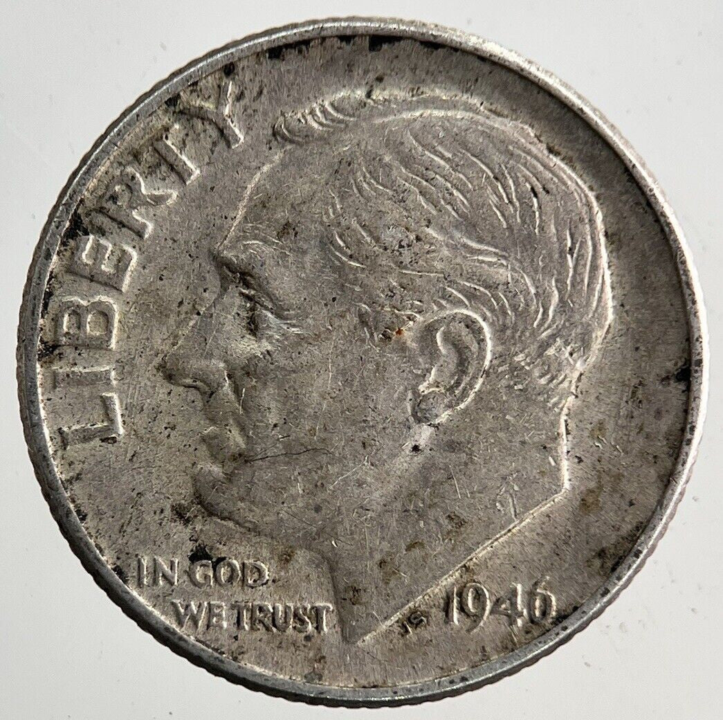 1946 US USA Roosevelt One Dime Silver Coin | Fine Collectable Grade