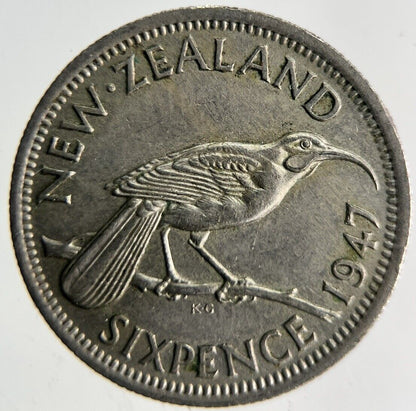1947 New Zealand Sixpence Coin | Fine Collectable Grade