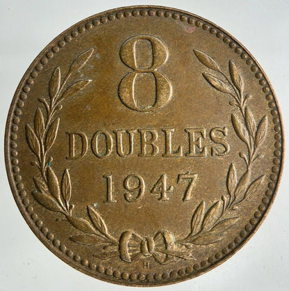 1947 Guernsey 8 Doubles Coin | Fine Collectable Grade