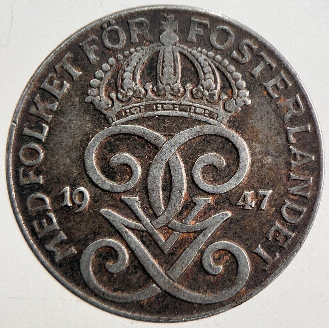 1947 Sweden 2 Ore Coin | Very High Grade | a4874