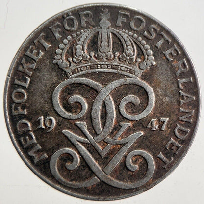 1947 Sweden 2 Ore Coin | Very High Grade | a4874