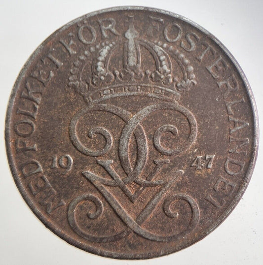 1947 Sweden 5 Ore Coin | Very High Grade | a4870