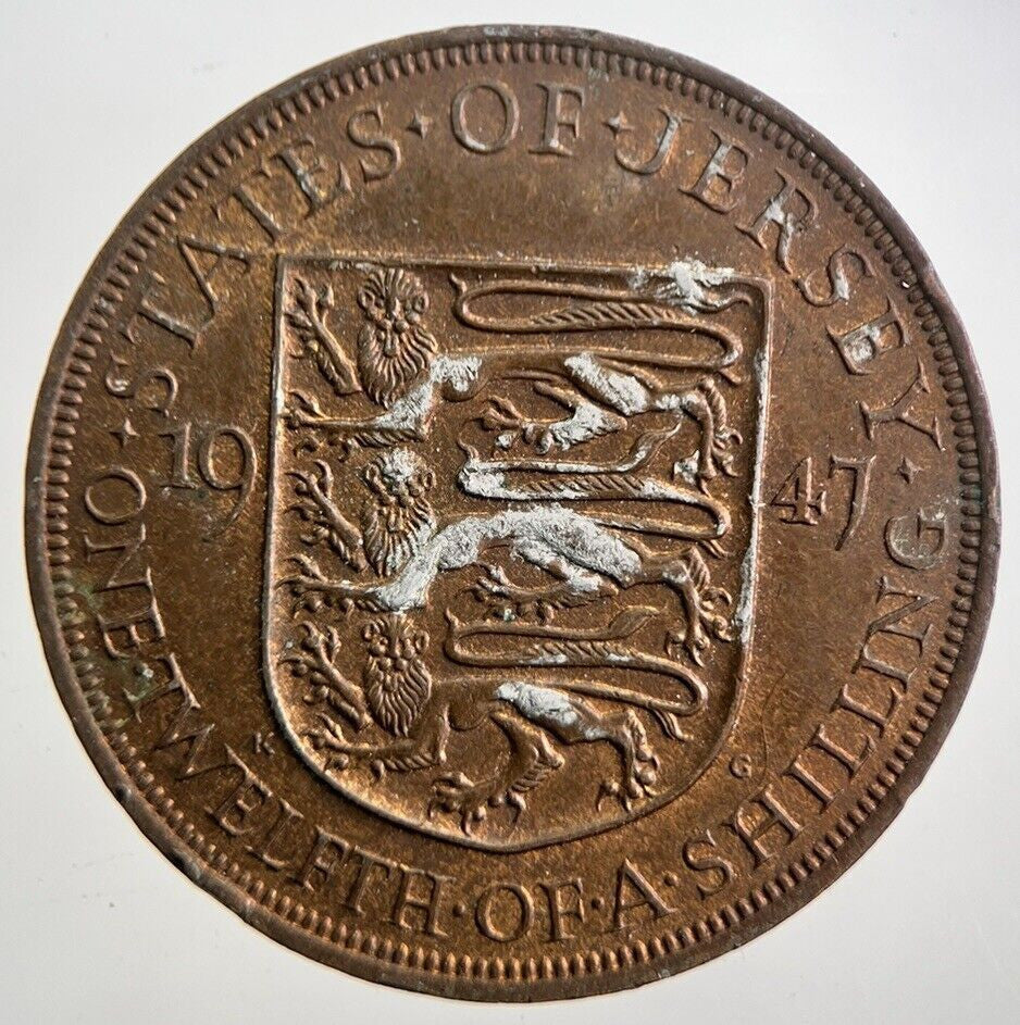 1947 Jersey One Twelfth 1/12th Shilling Penny Coin | Very High Grade | a4921