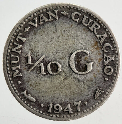 1947 Netherlands 1/10 Gulden Silver Coin | Fine Collectable Grade