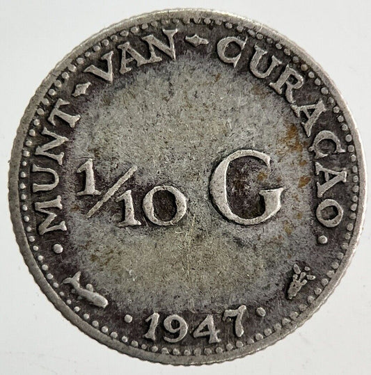 1947 Netherlands 1/10 Gulden Silver Coin | Fine Collectable Grade