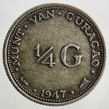 1947 Netherlands 1/4 Quarter Gulden Silver Coin | Fine Collectable Grade