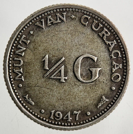 1947 Netherlands 1/4 Quarter Gulden Silver Coin | Fine Collectable Grade