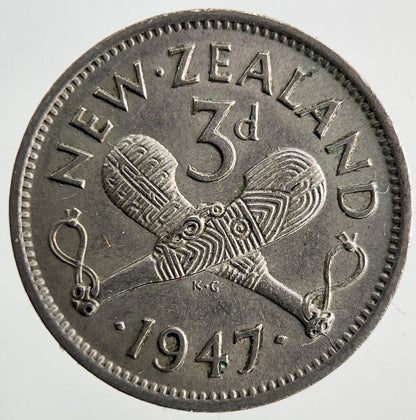 1947 New Zealand Threepence Coin | Very High Grade