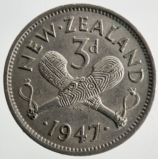 1947 New Zealand Threepence Coin | Very High Grade
