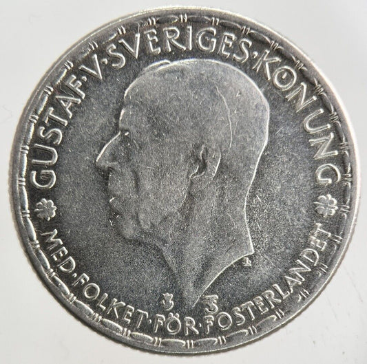 1947 Sweden 1 Krona Silver Coin | Fine Collectable Grade