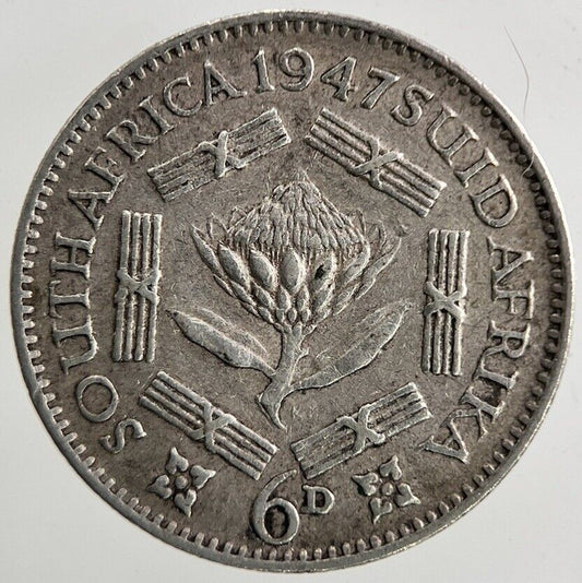 1947 South Africa Sixpence Silver Coin | Fine Collectable Grade