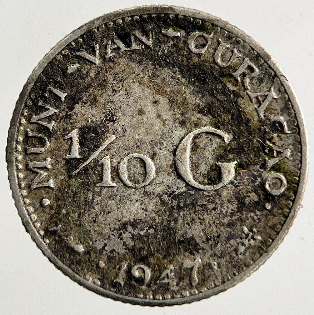1947 Netherlands 1/10 Gulden Silver Coin | Fine Collectable Grade