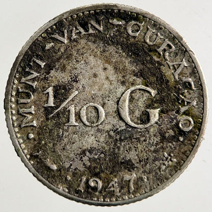 1947 Netherlands 1/10 Gulden Silver Coin | Fine Collectable Grade