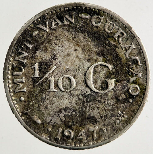 1947 Netherlands 1/10 Gulden Silver Coin | Fine Collectable Grade
