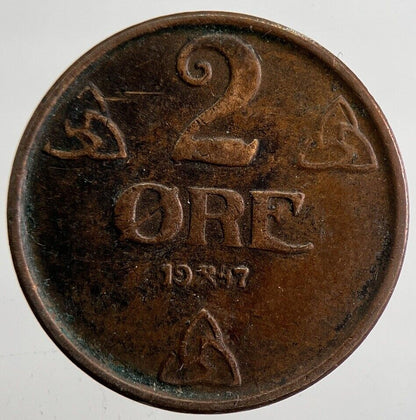1947 Norway 2 Ore Coin | Fine Collectable Grade | a4974