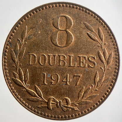1947 Guernsey 8 Doubles Coin | Very High Grade | a4503