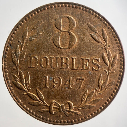 1947 Guernsey 8 Doubles Coin | Very High Grade | a4503