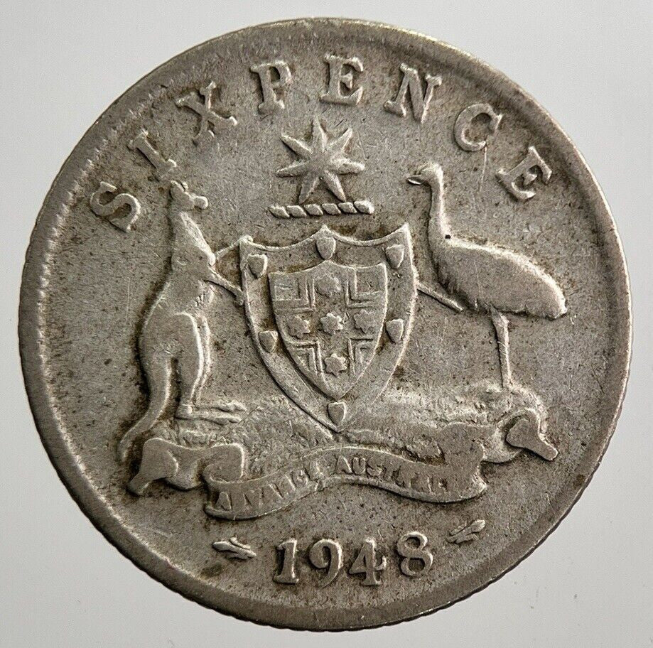 1948 Australia Sixpence Silver Coin | Collectable Grade | a8007