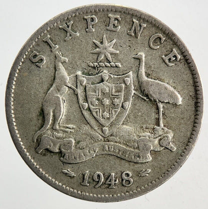 1948 Australia Sixpence Silver Coin | Fine Collectable Grade