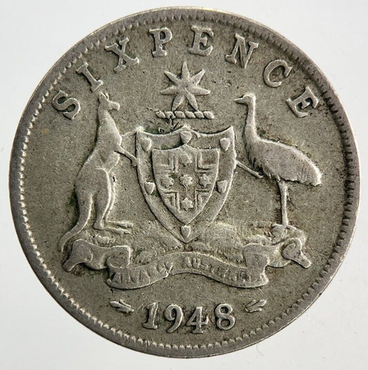 1948 Australia Sixpence Silver Coin | Fine Collectable Grade