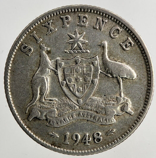 1948 Australia Sixpence Silver Coin | Fine Collectable Grade
