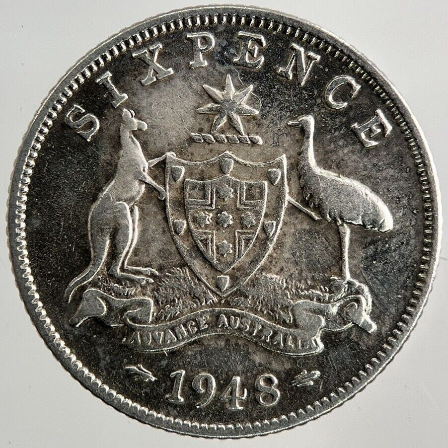 1948 Australia Sixpence Silver Coin | Fine Collectable Grade