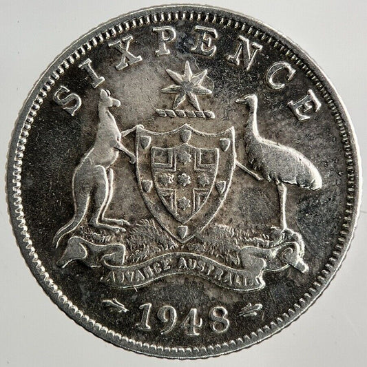 1948 Australia Sixpence Silver Coin | Fine Collectable Grade