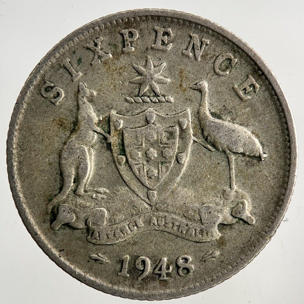 1948 Australia Sixpence Silver Coin | Fine Collectable Grade