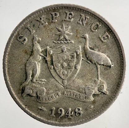 1948 Australia Sixpence Silver Coin | Fine Collectable Grade