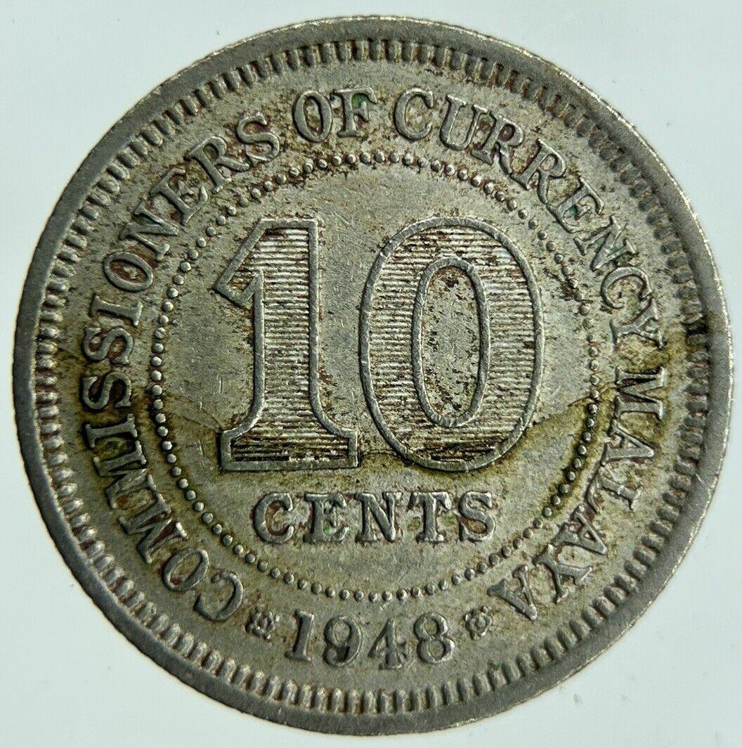 1948 Malaya Settlement Straits 10 Cents Coin | Fine Collectable Grade